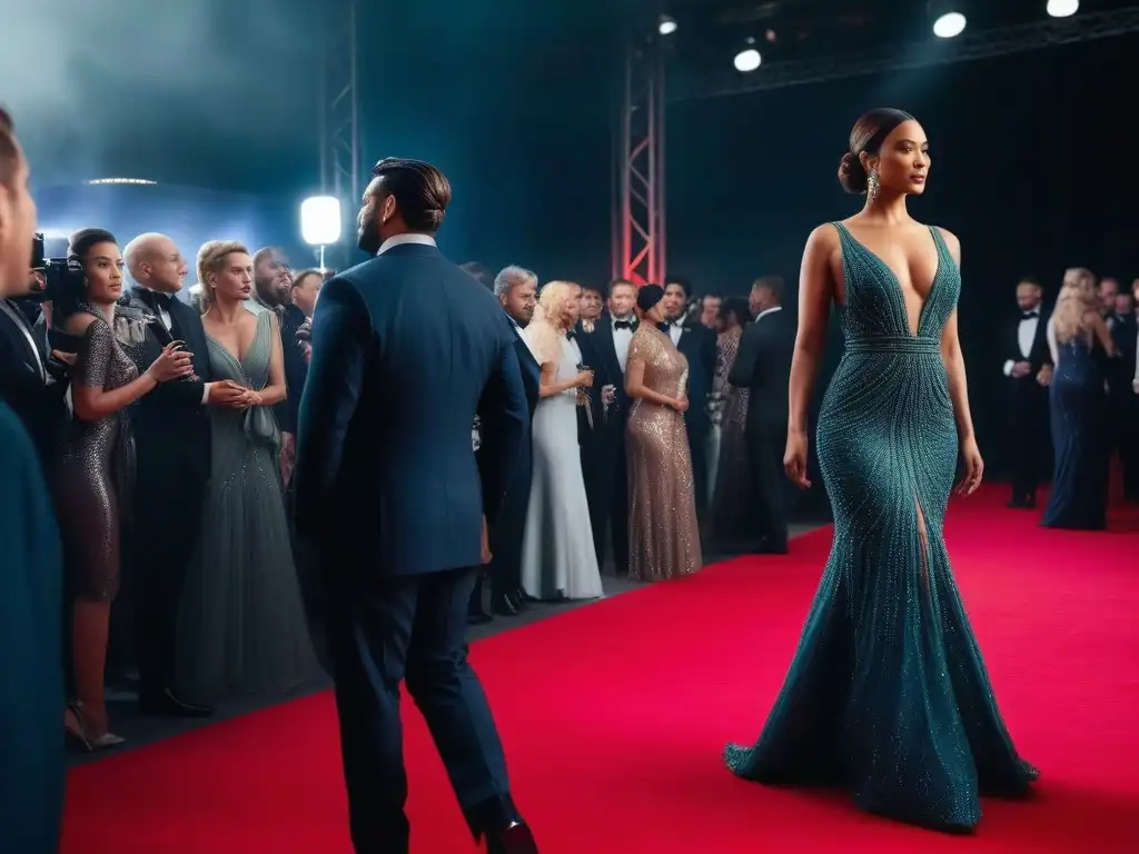 Desfile de estrellas: diversidad y elegancia en la alfombra roja Una escena deslumbrante de inclusión en la moda diversa, actores y actrices diversos caminando con confianza por la alfombra roja