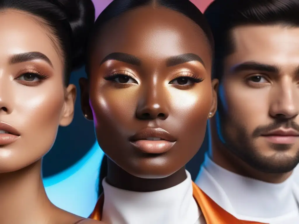 Diversidad y belleza: Avanzados tratamientos de piel y moda inclusiva Una escena futurista de belleza y diversidad con tratamientos avanzados piel diversidad moda
