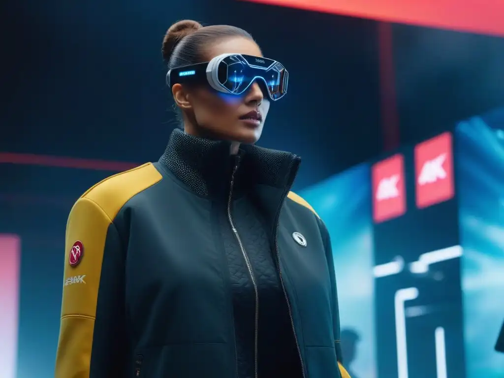 Desfile de moda tecnológica: wearables futuristas en acción Una escena futurista de moda inclusiva con innovaciones wearables en una pasarela de alta tecnología