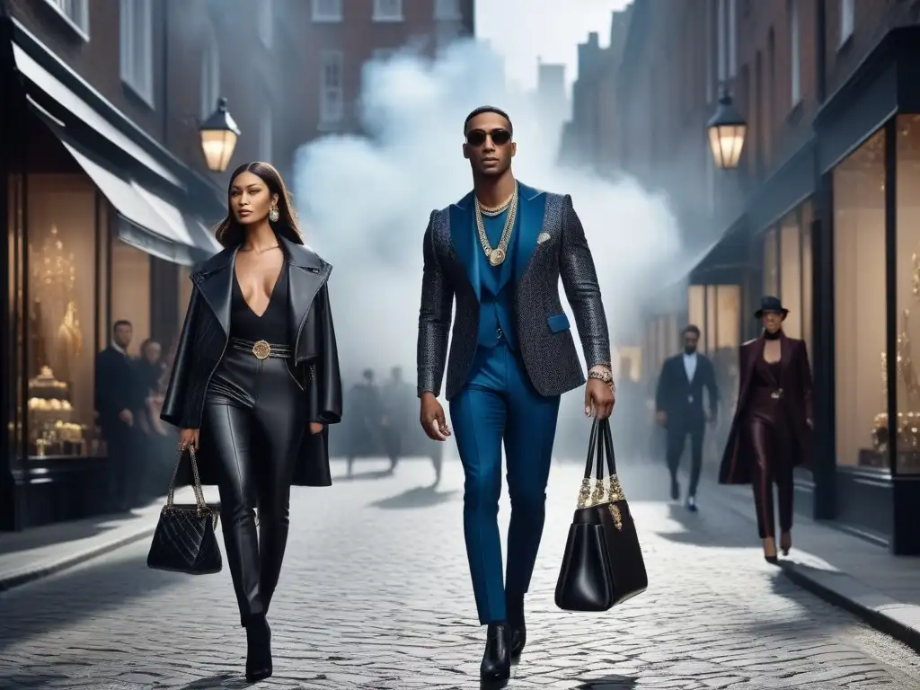 Estilo de lujo: diversidad y elegancia en la ciudad Una escena de moda inclusiva con accesorios de lujo y diversidad étnica, de género y de edad en un entorno urbano moderno y elegante