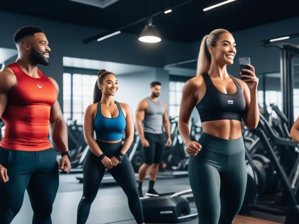 Entrenamiento inclusivo: diversidad de cuerpos en un gimnasio vibrante Una escena motivadora en un gimnasio con gente de diferentes tallas y estilos, entrenando juntos con un instructor inclusivo