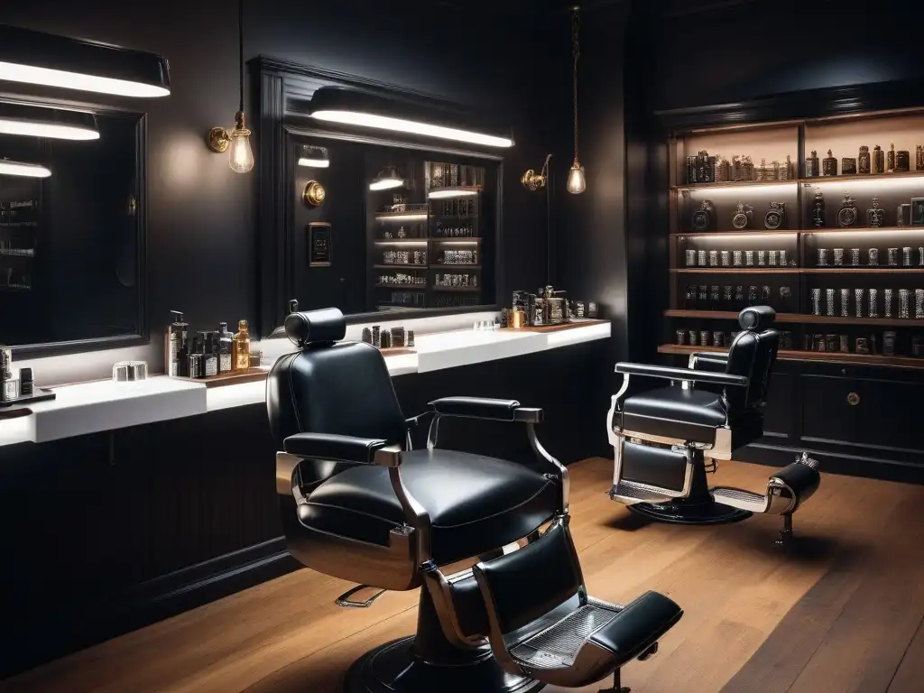 Barbería de lujo: Estilo y sofisticación para el hombre moderno Un espacio de belleza masculina moderna con tratamientos exclusivos para hombres, elegancia y estilo