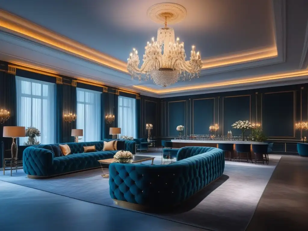 Espacio de eventos de lujo: chandeliers de cristal, velvet y mármol Espacio de eventos de alta gama con accesorios lujosos para eventos especiales