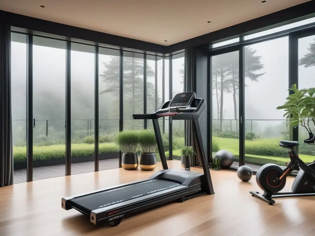 Espacio fitness de lujo: gimnasio en casa de alta gama Un espacio fitness de lujo con equipamiento de primera calidad y motivadoras frases en la pared