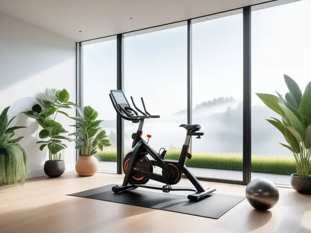 Gimnasio doméstico de lujo con equipamiento fitness moderno Espacio fitness de lujo en casa con equipamiento moderno y elegante en una atmósfera sofisticada