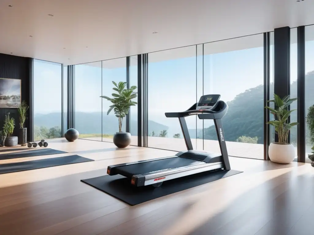 Moderno gimnasio en casa con equipo de lujo Espacio fitness de lujo con equipamiento fitness de lujo en un moderno y elegante gimnasio en casa