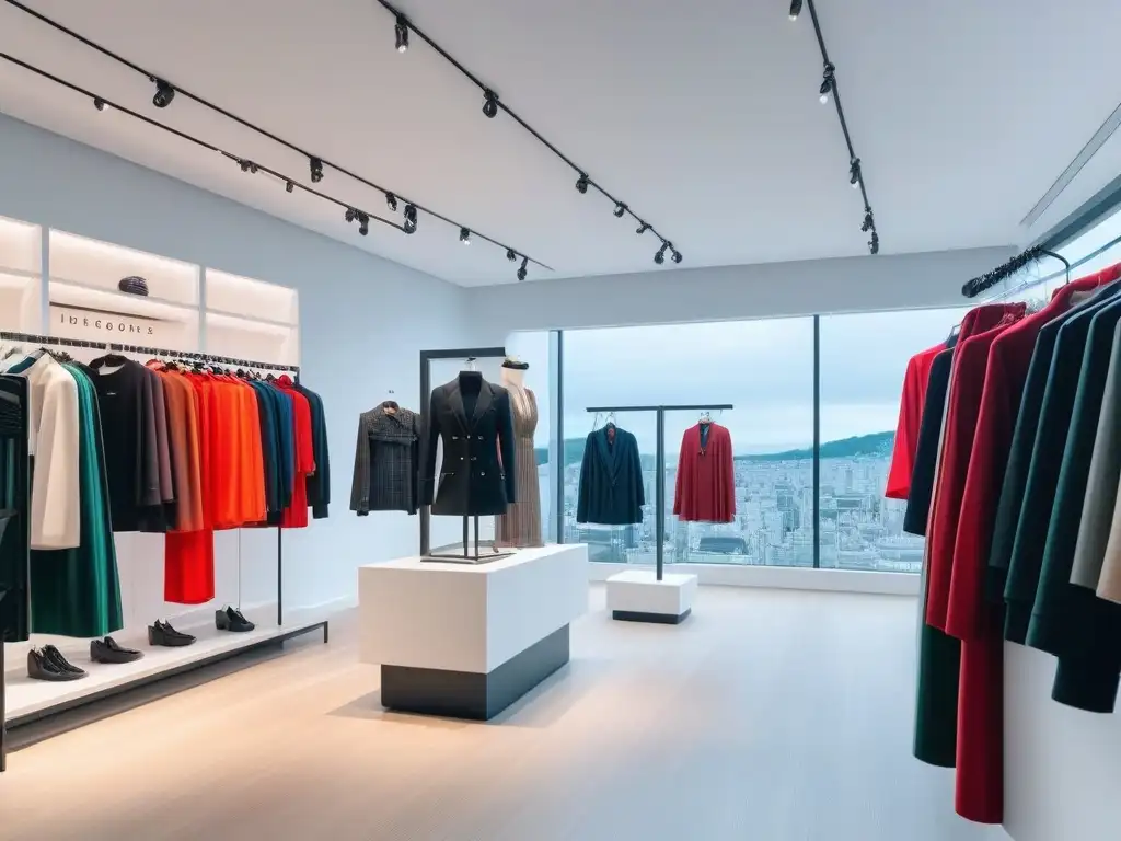 Diseño inclusivo en tienda de moda: maniquíes diversos y estilo para todos Espacio de venta de moda inclusiva con maniquíes diversos y modernos, diseñado para todos