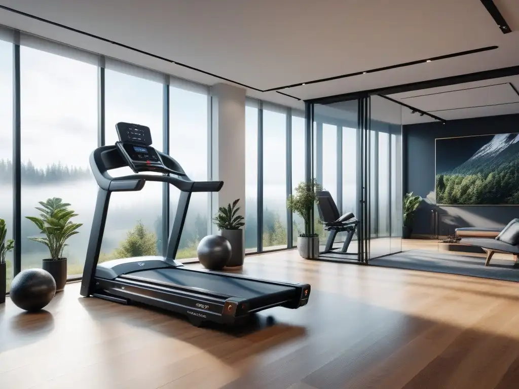 Exclusivo gimnasio en casa de lujo con equipamiento de alta gama Espacioso gimnasio de lujo con equipamiento fitness de alta gama, destacando la importancia de la ergonomía y el diseño elegante