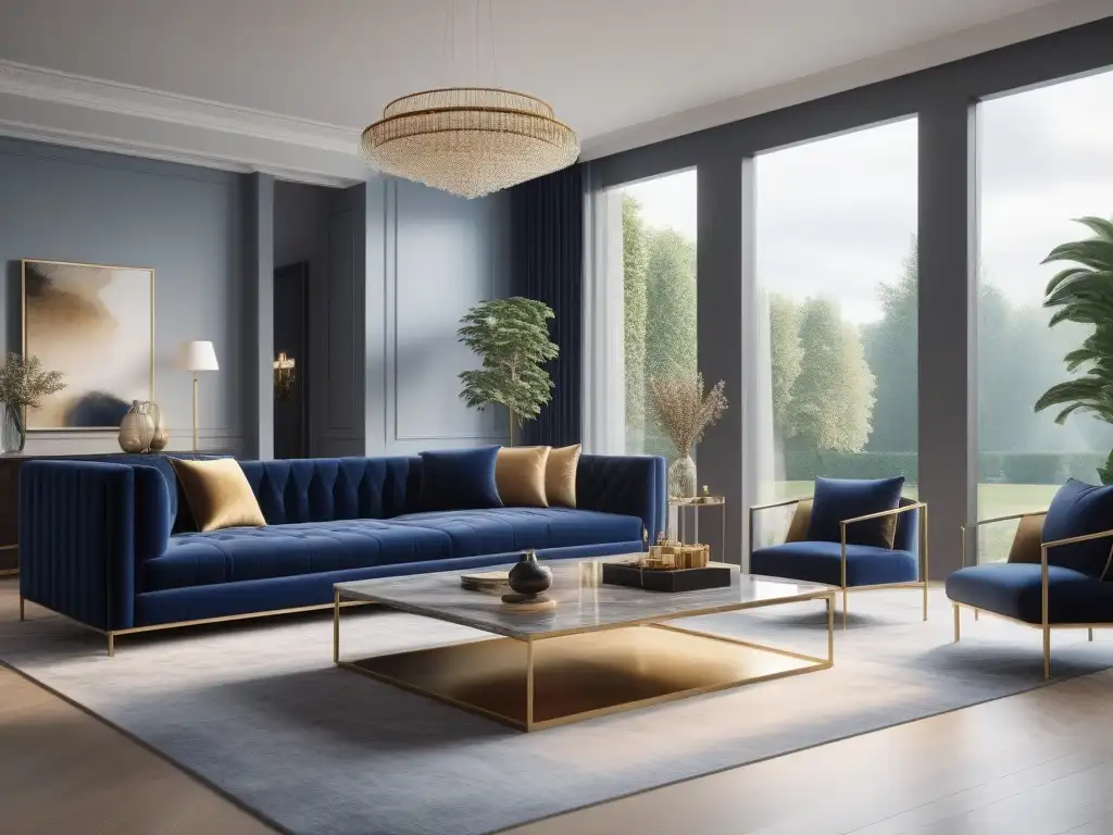 Salón de lujo en mansión moderna: diseño elegante y opulento Espectacular sala de estar de lujo en una mansión moderna con muebles de diseño para casa de lujo