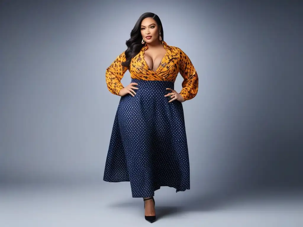 Estilo plussize: confianza y color Estampados tallas grandes: mujer segura y elegante con atuendo moderno y colorido