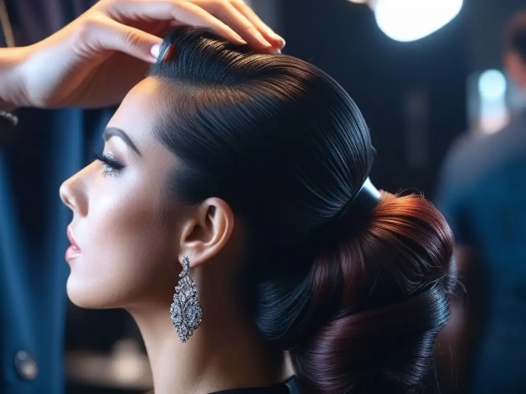 Experto en cabello domando melenas rebeldes con mascarilla nutritiva Un estilista aplica con destreza un tratamiento capilar a cabellos rebeldes