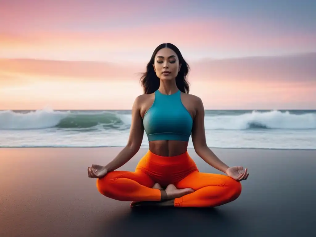 Influencers de moda practicando yoga al amanecer en la playa Estilos de vida saludables influencers practicando yoga al amanecer en la playa