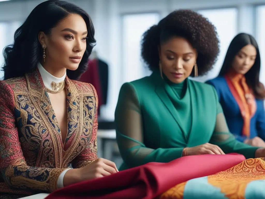 Estudio de moda inclusivo: diversidad y creatividad en acción Estudiantes de moda diversos discuten ideas creativas en un aula moderna y vibrante, reflejando la moda inclusiva cursos exploran pasado