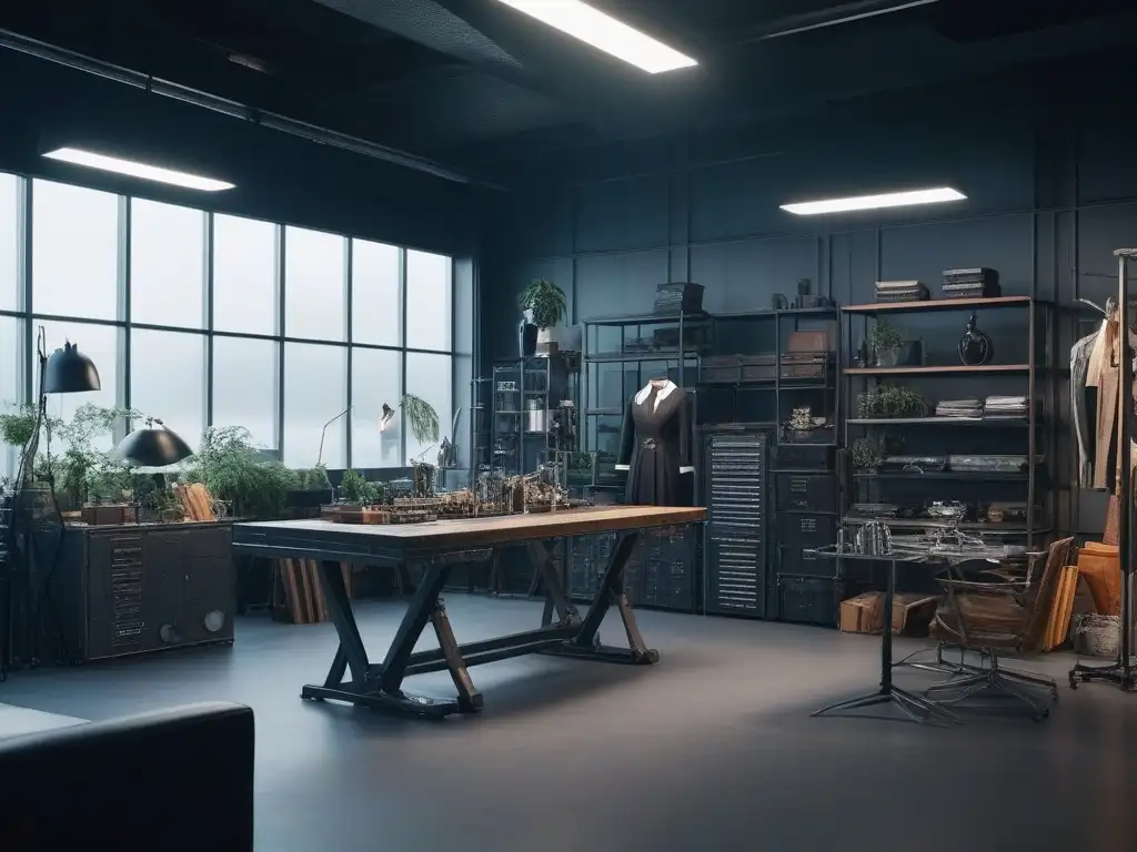 Estudio de moda sostenible: diseño futurista y creatividad eco en acción Un estudio de moda futurista con materiales reciclados, certificaciones moda reciclada sostenible