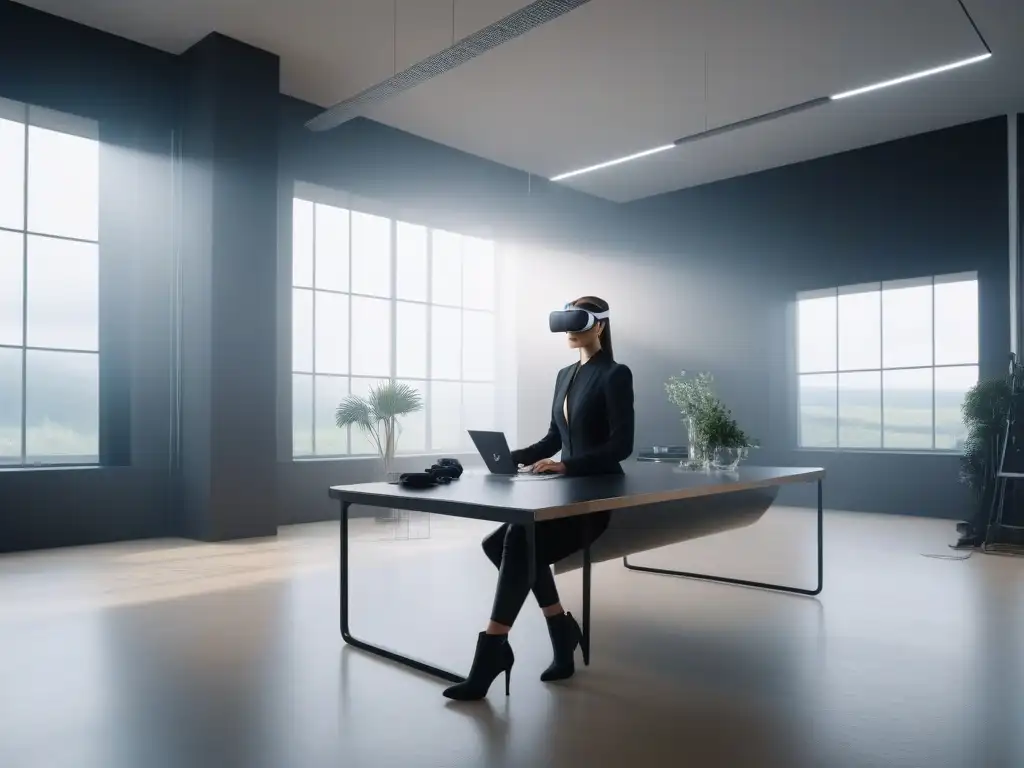 Estudio de moda futurista con realidad virtual innovadora Un estudio de diseño de moda futurista con tecnología de realidad virtual de vanguardia