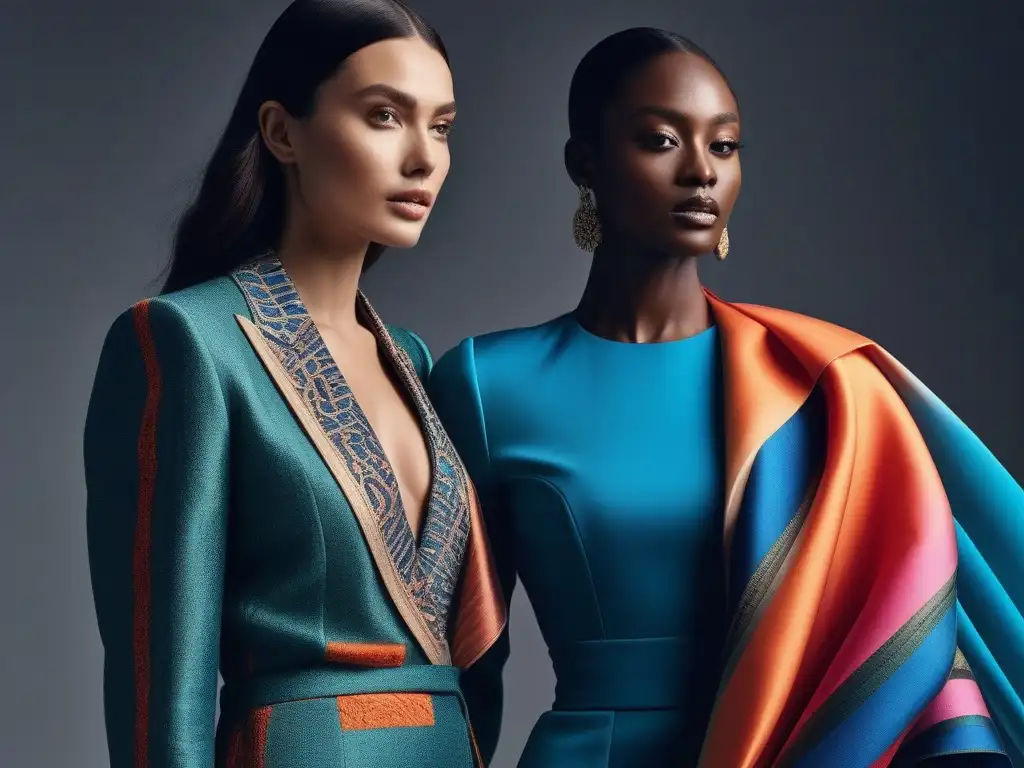 Diseñadores de moda innovadores crean con telas sostenibles en estudio vibrante Un estudio de moda inclusiva sostenible con diseñadores creando piezas únicas con tejidos adaptativos