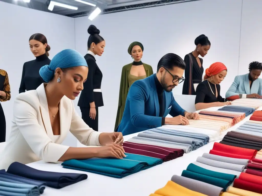 Colaboración Eco-Fashion: Diseñadores crean colección zero waste Un estudio de moda sostenible zero waste con diseñadores diversos creando colección