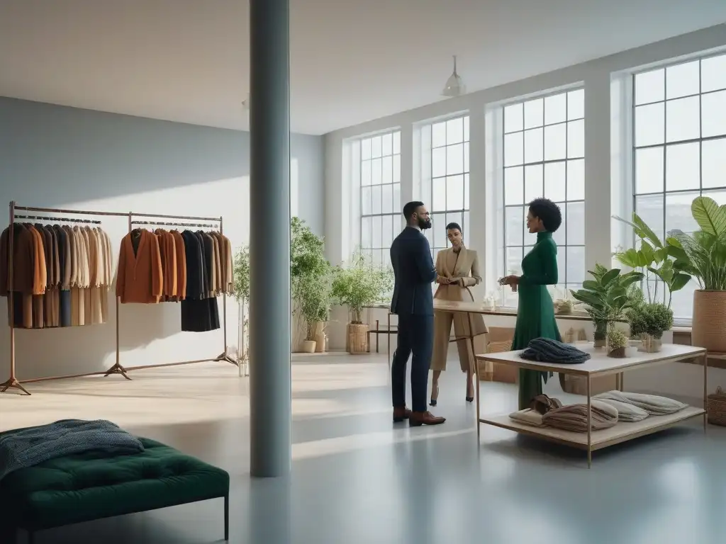 Estudio de moda sostenible: colaboración y diversidad en acción Un estudio de moda sostenible con profesionales divers@s colaborando y discutiendo