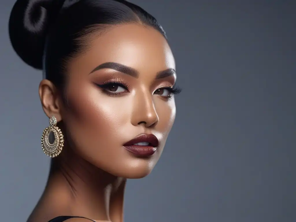 Maquilladores profesionales aplicando accesorios de lujo en estudio moderno Un estudio moderno y luminoso donde maquilladores profesionales aplican Accesorios belleza alta gama inclusivos a modelos, creando una atmósfera inclusiva y glamurosa