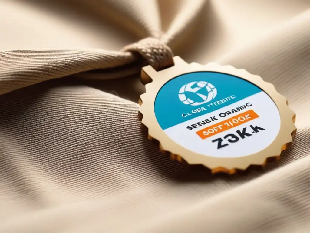 Etiqueta de ropa sostenible con certificaciones ecológicas Una etiqueta de ropa moderna con certificaciones de materiales biodegradables en tela orgánica y bambú