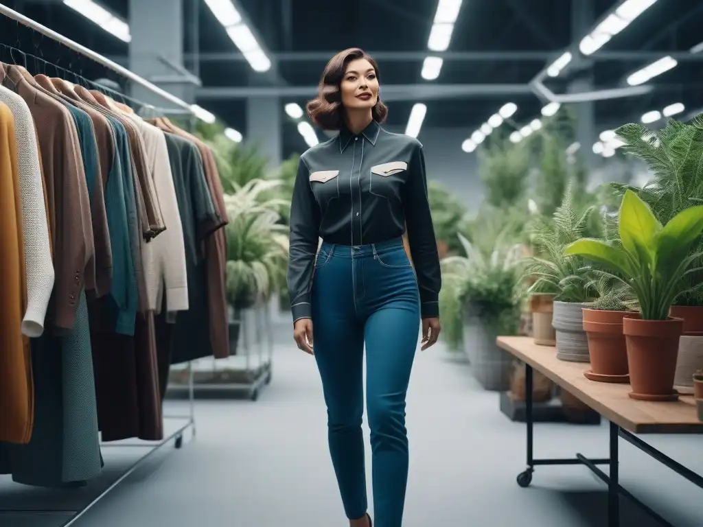 Intercambio de Ropa Sostenible: Comunidad y Estilo Ecofriendly Un evento de intercambio de ropa con estilo sostenible en un ambiente moderno y comunitario