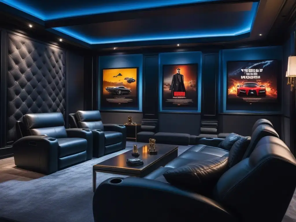 Sala de cine de lujo: sofisticación y confort en casa Exclusiva sala de cine en casa con diseño elegante y los mejores sistemas cine en casa
