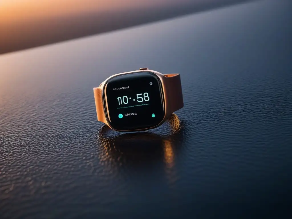 Wearables premium: tecnología y estilo para tu autocuidado Una exhibición elegante de wearables para autocuidado personalizado, destacando tecnología avanzada y diseño sofisticado