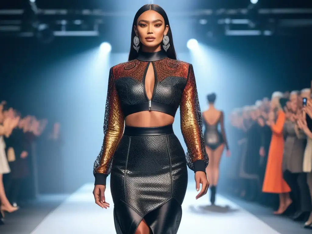Desfile de moda inclusivo: diversidad y empoderamiento en la pasarela Una exitosa campaña de moda inclusiva: modelos diversos desfilan con confianza en una pasarela colorida, aplaudidos por una audiencia emocionada