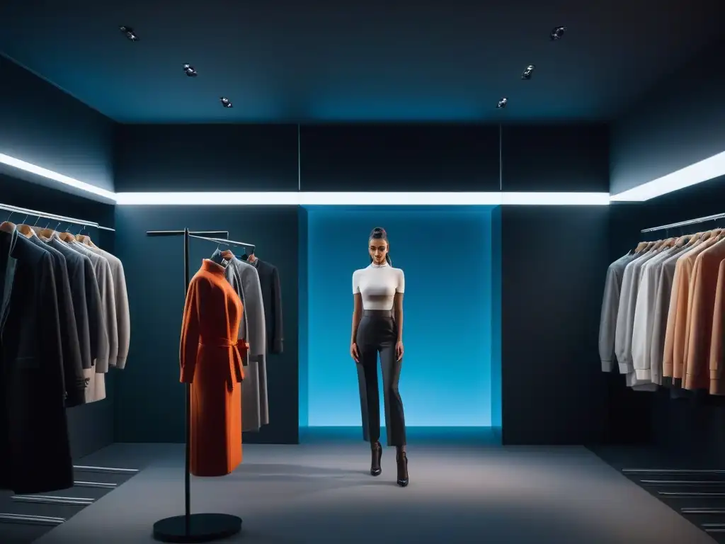 Vestidor virtual futurista para petite: moda personalizada Experiencia de compra para Petite: Elegante vestidor virtual con tecnología de vanguardia y maniquí personalizable