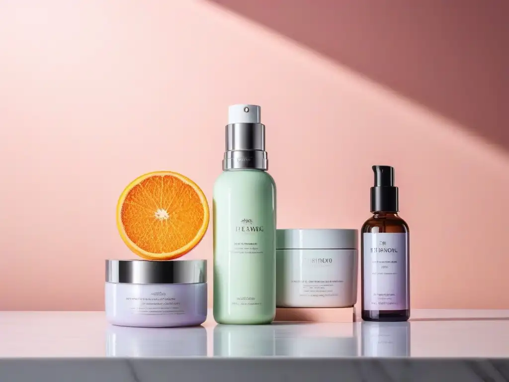 Crema facial de lujo: elegancia y cuidado personalizado para tu piel Exquisita exhibición de cremas alta gama para pieles tall, elegancia y cuidado personalizados en tonos pastel