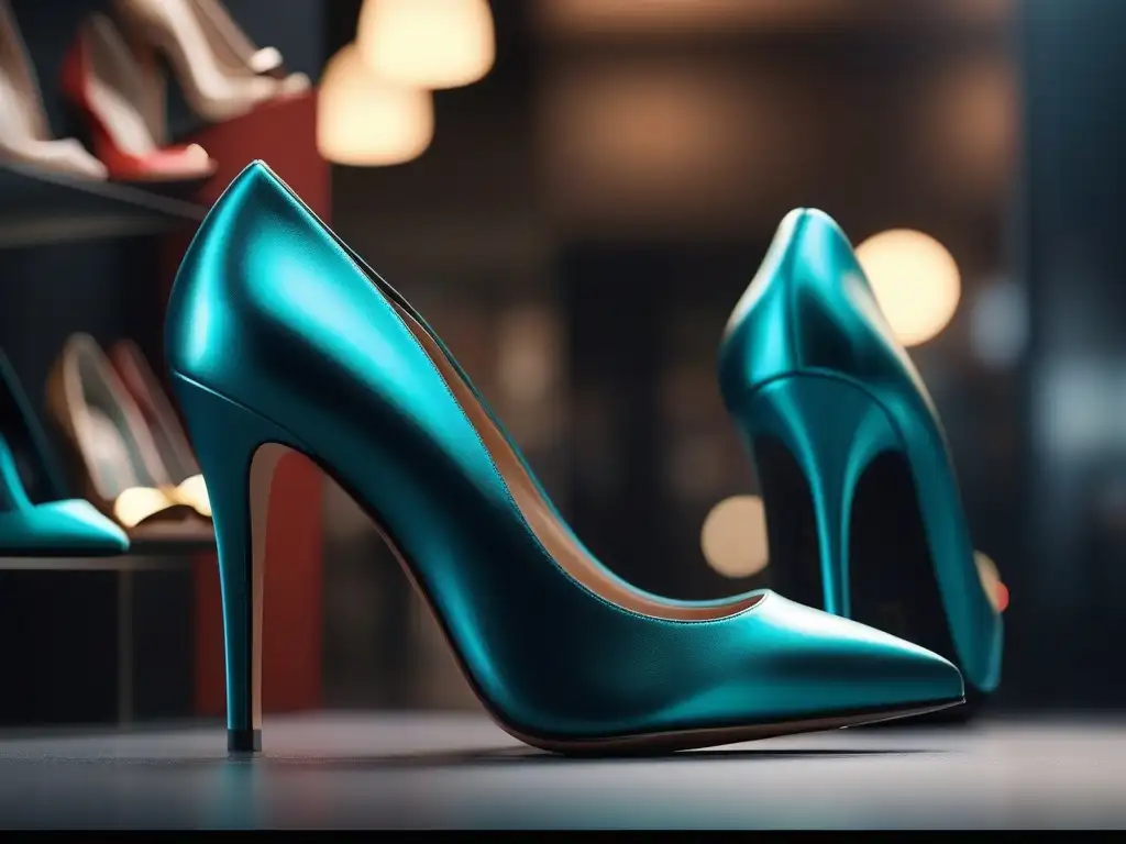 Vitrina de zapatos de lujo: elegancia y sofisticación en alta resolución Una exquisita exhibición de zapatos estilizadores para figuras petite, elegantes y sofisticados en un ambiente lujoso y moderno