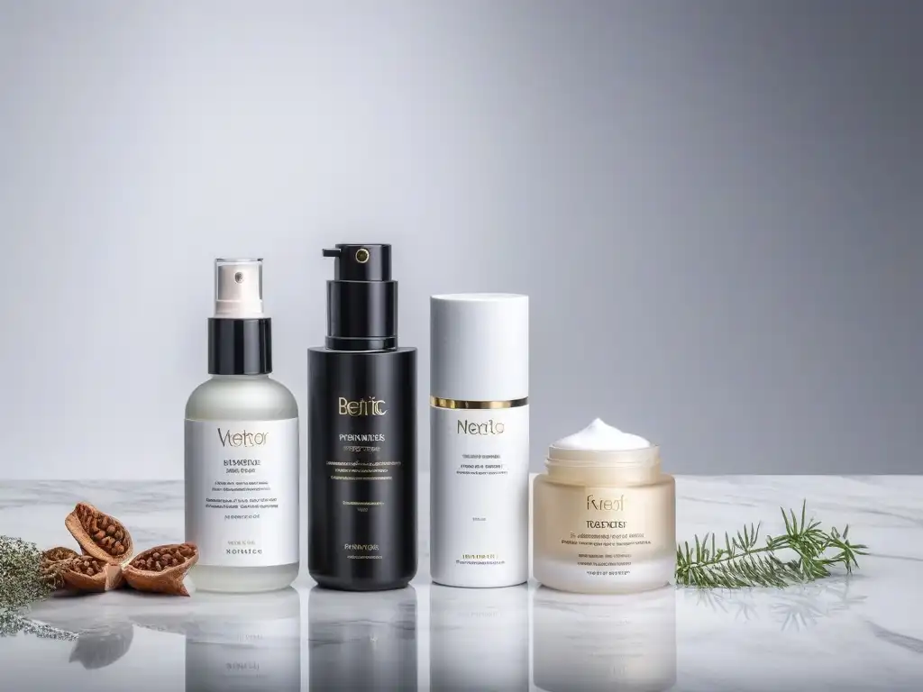 Rutina de lujo: Skincare premium en mármol Exquisita rutina de belleza de alta gama en mármol