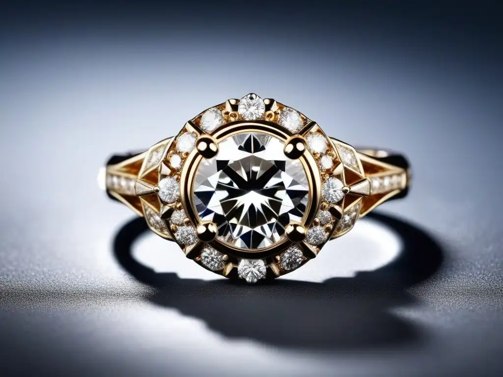 Anillo de diamantes de lujo: brillantez y artesanía excepcional Exquisito anillo de diamantes con detalles intrincados y destellos brillantes