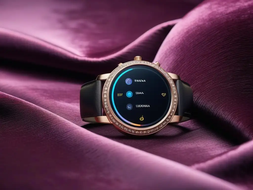 Reloj inteligente de lujo en 8k: sofisticación y elegancia Un exquisito smartwatch de lujo en moda rodeado de accesorios elegantes, iluminado con estilo