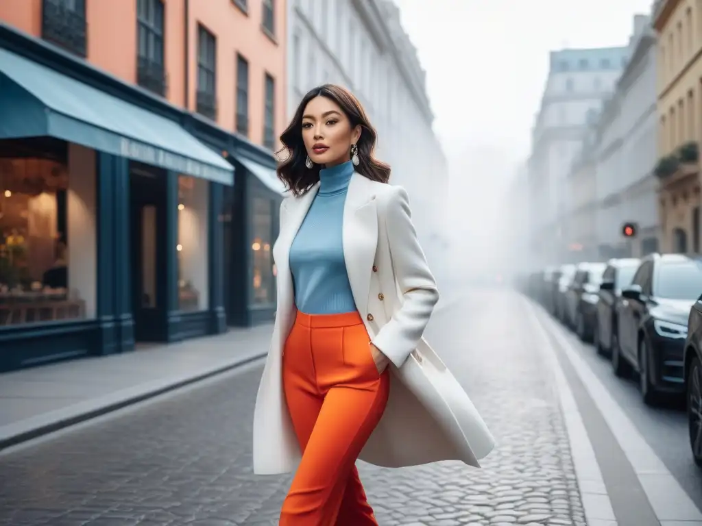 Estilo urbano: fashion blogger petite deslumbrante en la ciudad Una fashion blogger petite desfila con estilo por la bulliciosa ciudad, reflejando las tendencias del 2023