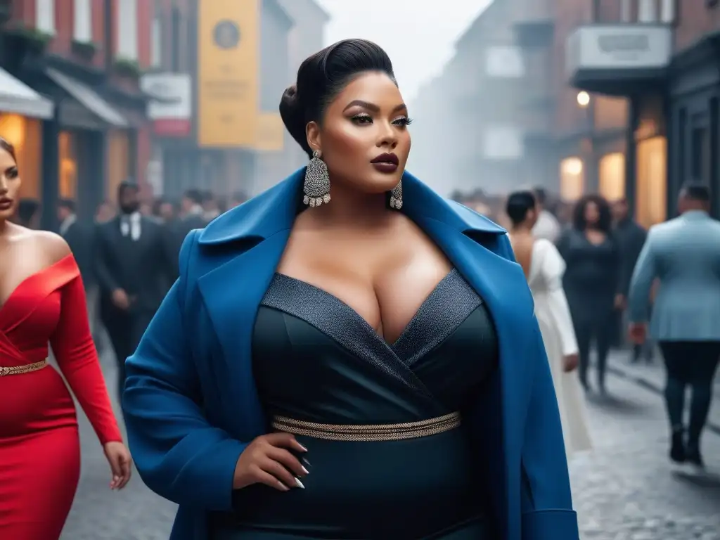 Modelos de tallas grandes empoderadas luciendo moda inclusiva en la ciudad Una foto de modelos de talla grande seguras de sí mismas, de diferentes etnias y formas corporales, luciendo ropa elegante en una ciudad moderna