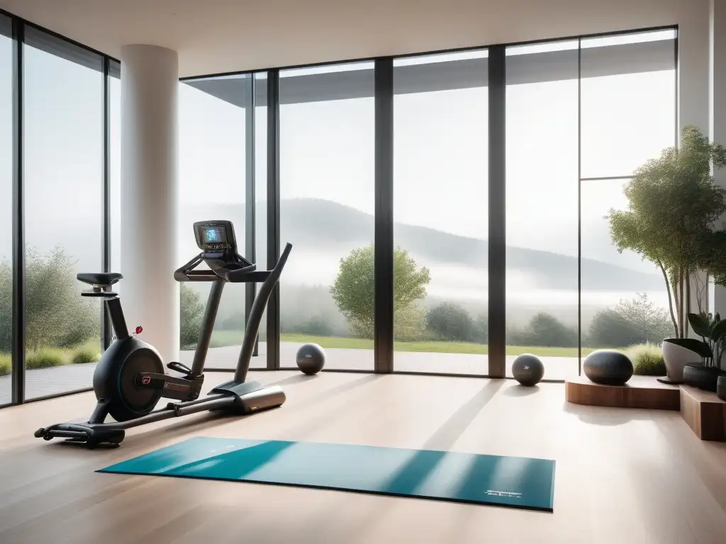Gimnasio de lujo con equipamiento exclusivo en casa Un gimnasio en casa de lujo con equipos fitness de lujo en un ambiente sofisticado y exclusivo
