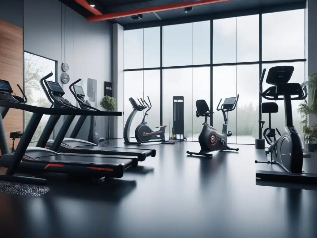 Vibrante diversidad en un gimnasio futurista Un gimnasio futurista con personas diversas haciendo ejercicio en activewear colorido
