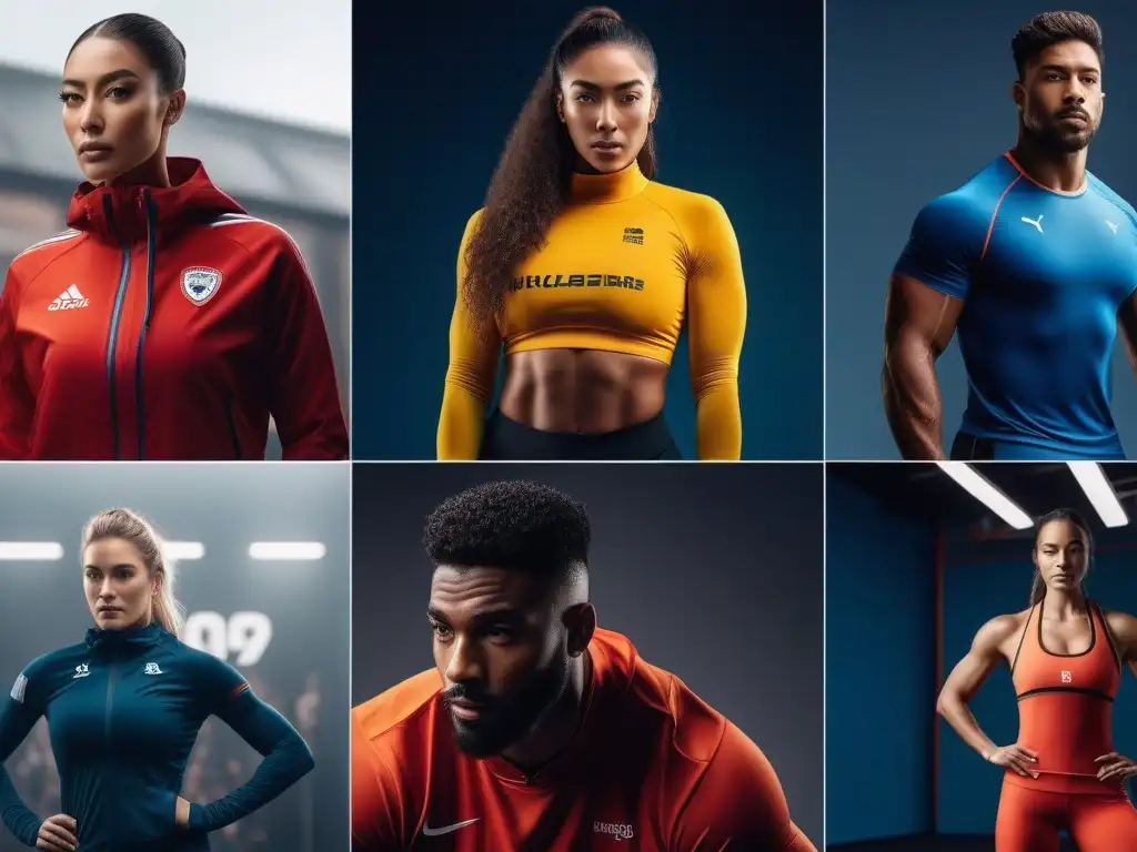 Atletas diversos en acción: moda deportiva inclusiva Un gimnasio moderno con atletas diversos practicando yoga, pesas y running en ropa adaptativa deportiva inclusiva