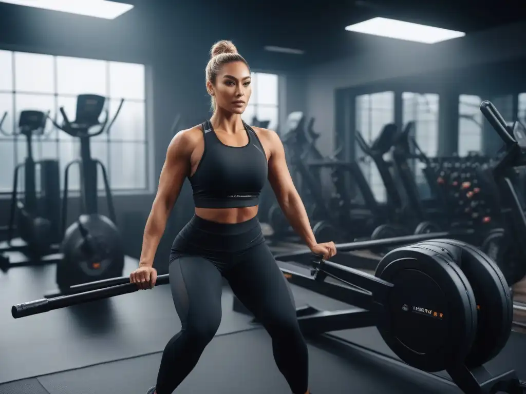 Empoderamiento fitness: diversidad y lujo en un gimnasio moderno Un gimnasio moderno y elegante donde personas de todas las edades y cuerpos, realizan diversas actividades fitness con equipamiento de lujo, mostrando fuerza y determinación