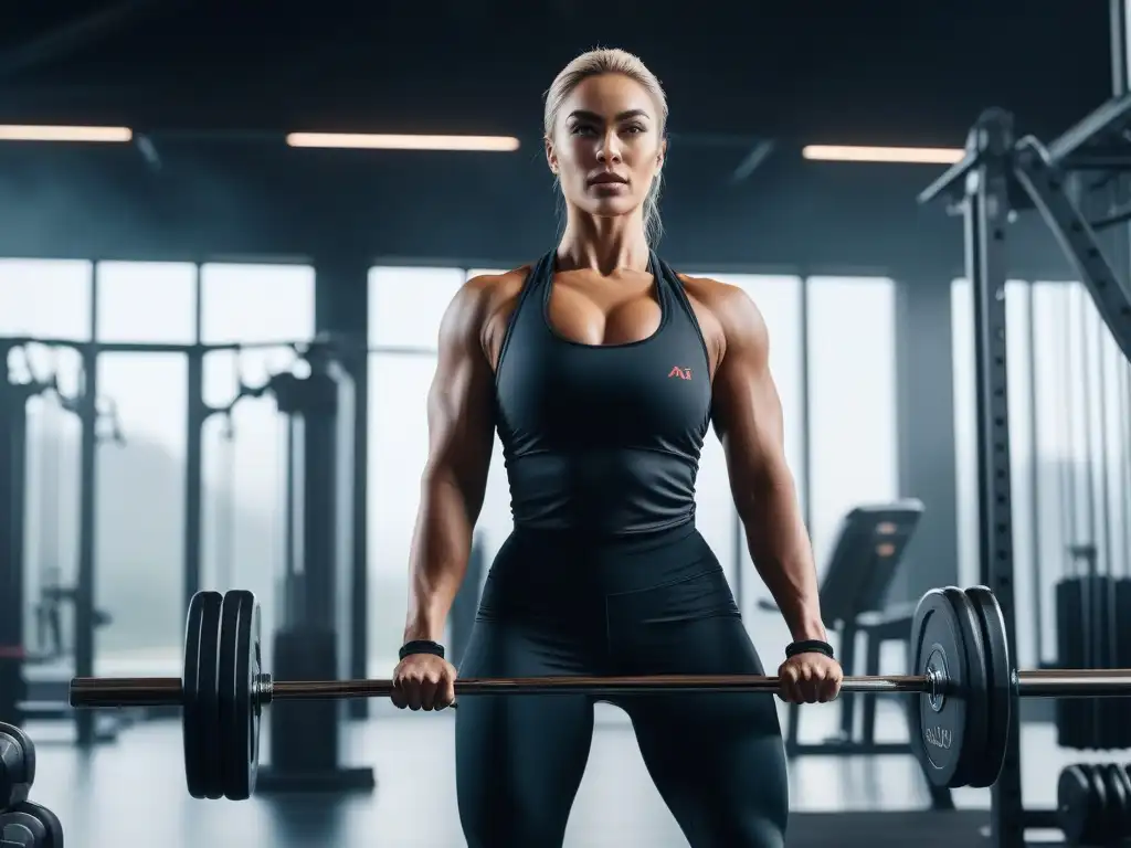 Gimnasio premium: Entrenamiento enfocado y motivador Un gimnasio moderno con equipo de alta tecnología y luz natural