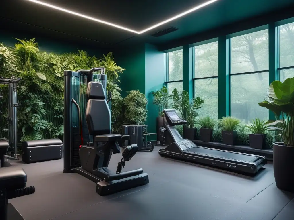 Centro de recuperación de élite: atleta enfocado en la tecnología avanzada Un gimnasio moderno con equipos de recuperación de vanguardia y motivadoras citas integradas en la decoración