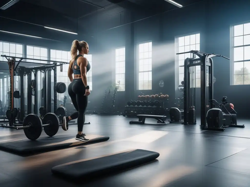Unidad y superación: entrenamiento premium para todos Un gimnasio moderno lleno de luz natural, con personas de todas las edades y tallas participando en entrenamiento premium