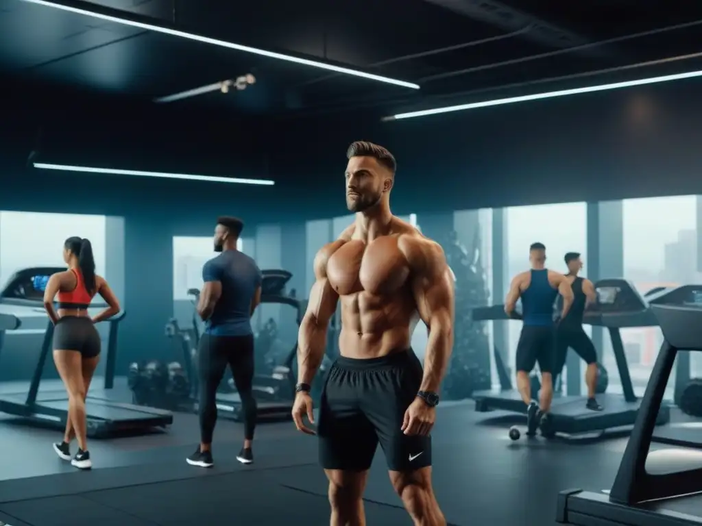 Rutinas personalizadas en gimnasio moderno: diversidad y motivación Un gimnasio moderno con personas diversas realizando entrenamientos a medida, reflejando inclusividad y motivación