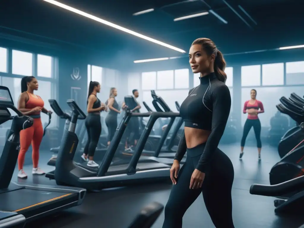 Comunidad fitness diversa en gimnasio moderno Un gimnasio moderno donde personas de todas las edades y tipos de cuerpo participan en diversas actividades fitness