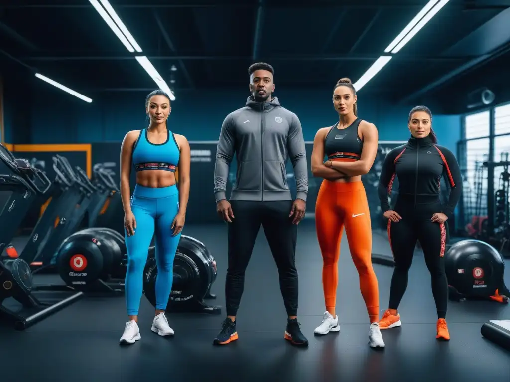 Equipo inclusivo: atletas diversos inspirando fuerza y unidad Un grupo de atletas diversos en un centro deportivo moderno, radiando fuerza y empoderamiento