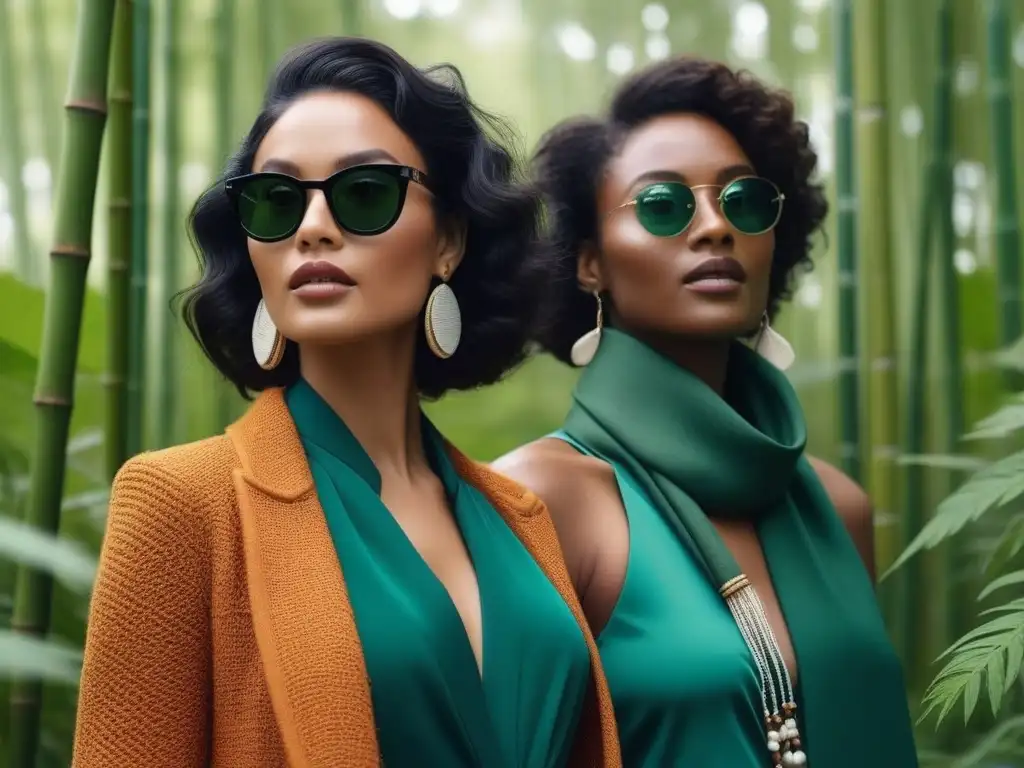 Moda sostenible: diversidad y estilo en la naturaleza Un grupo diverso con accesorios sostenibles en la naturaleza