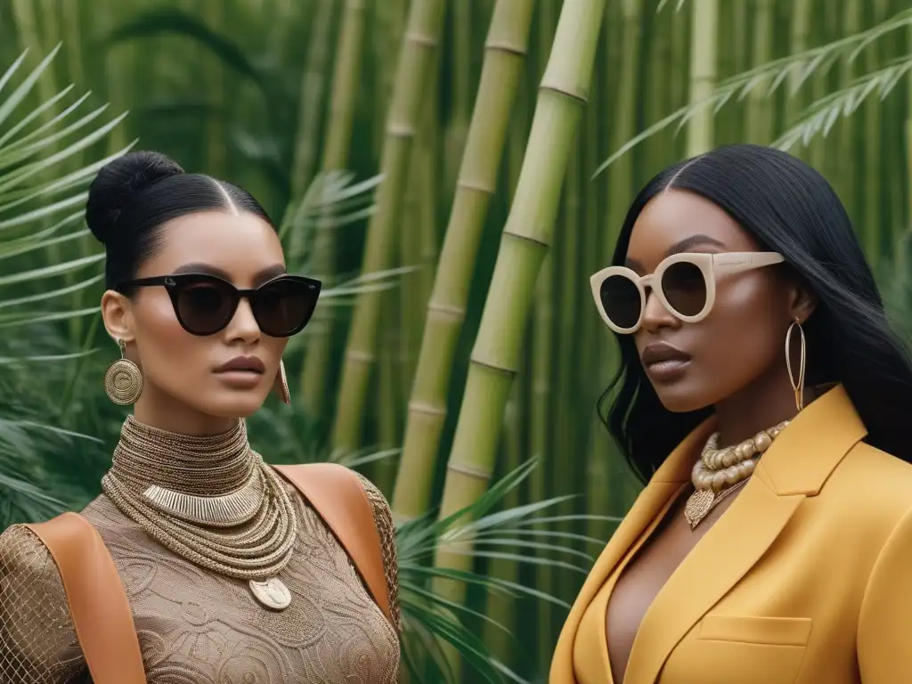 Diversidad fashion: Accesorios sostenibles para todos Un grupo diverso modela accesorios sostenibles con estilo único y fondo eco, reflejando moda inclusiva y conciencia ambiental