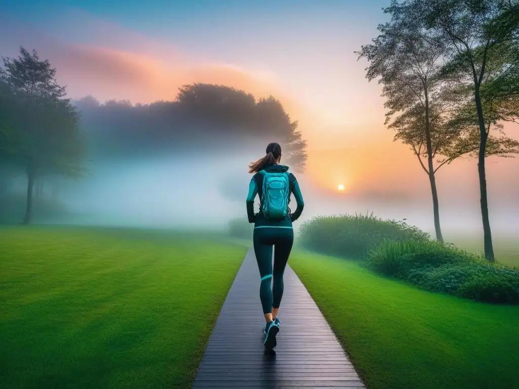 Vida saludable con tecnología: diversidad en un parque Un grupo diverso disfruta de actividades saludables en un parque al atardecer con wearables para autocuidado personalizado