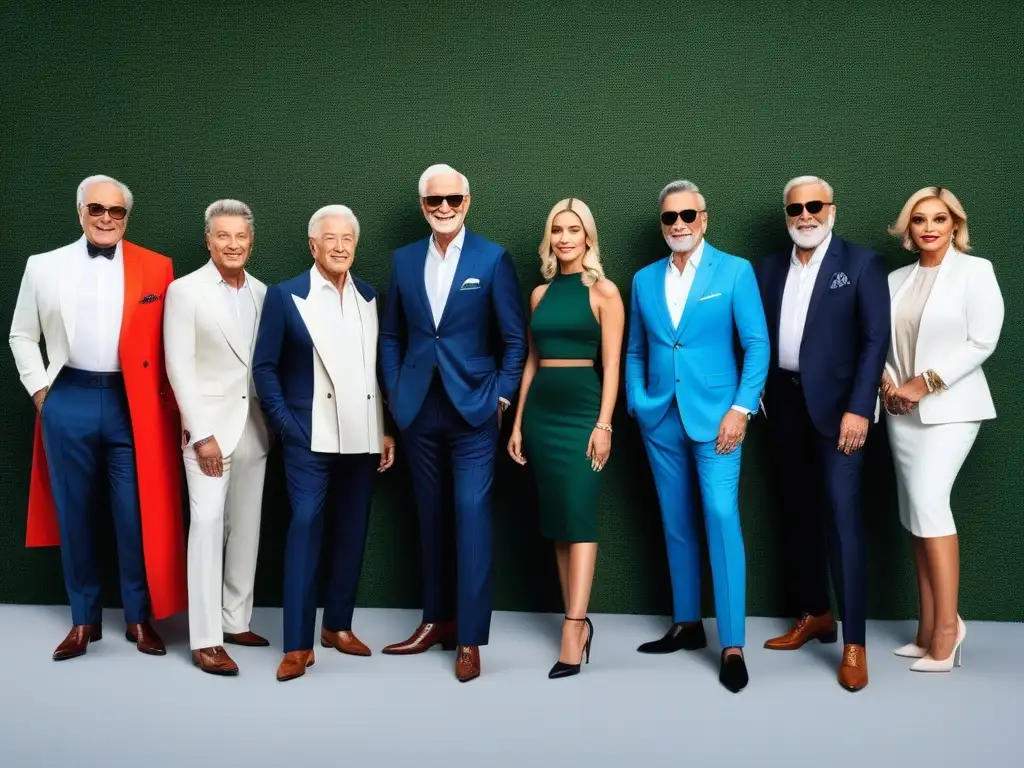 Moda senior: Estilo y color en la ciudad Un grupo diverso de adultos mayores elegantes en un entorno urbano chic, destacando la importancia del color en moda senior